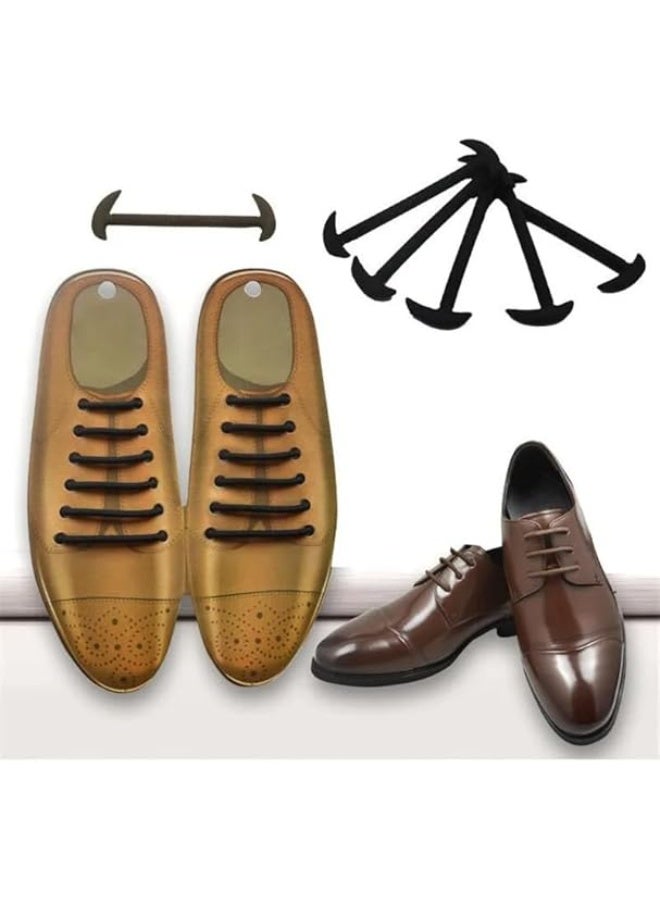 My souq store :1Set Unisex Leather Shoes No Tie Elastic Silicone Shoe Laces (Set of 12 Pieces, 3 Sizes) (Black) - Image 5